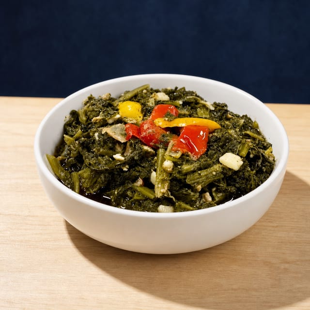 Mustard Greens w/ Smoked Salmon.